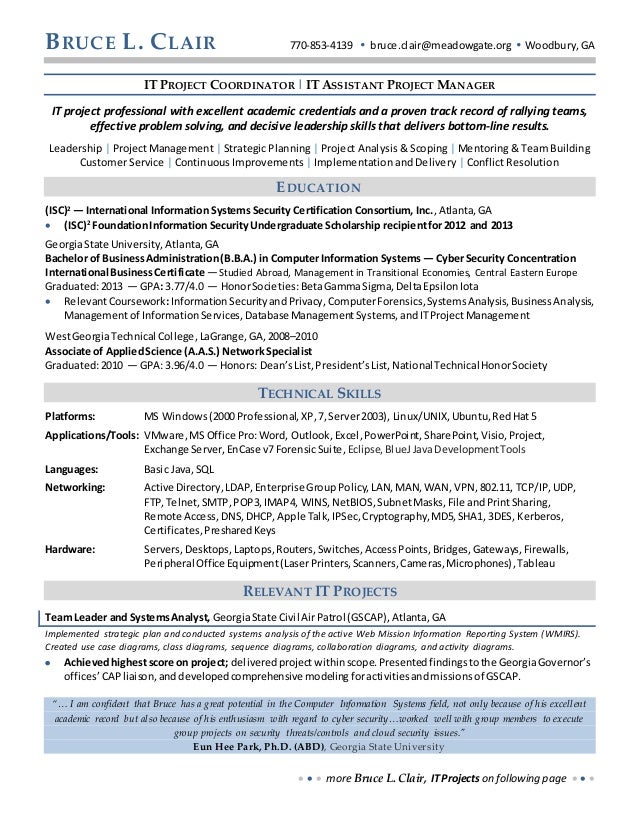 bruce clair resume project management 2014 11 09 resume projects