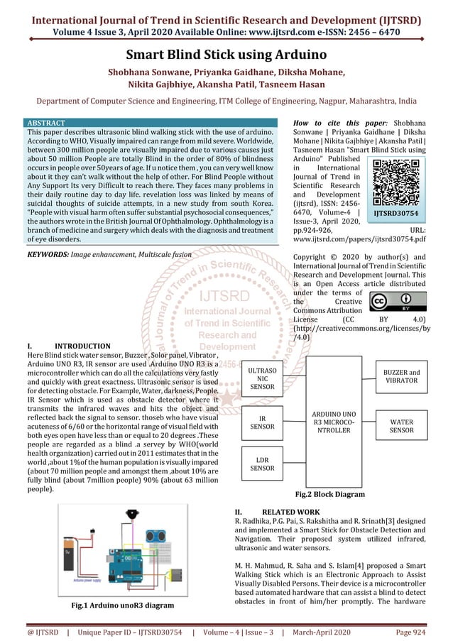 Smart Blind Stick using Arduino | PDF | Computer Peripherals | Computing