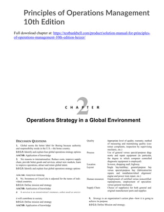 Solution Manual for Principles of Operations Management 10th Edition Heizer | PDF