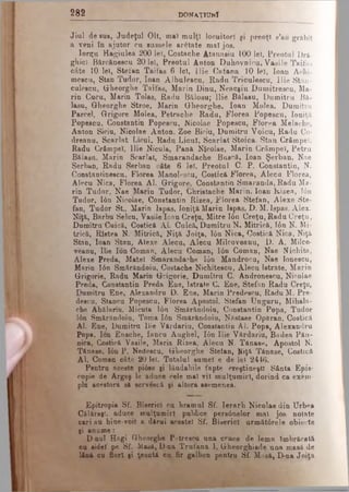 2 8 2 D 0N AŢ1UNÎ
Jiul de sus, Judeţul Olt, maî mulţi locuitori şi preoţi s’au grăbit
a veni în ajutor cu suinele arătate mal jos.
Iorgu Hagiulea 200 lei, Costache Atanasiu 100 le), Preotul Dră-
ghicl Bărcănescu 20 lei, Preotul Anton Duhovnicii, Vasile Taifas
câte 10 lei, Stefan Taifas 6 lei, Ilie Catana 10 lei, loan Aclii-
mescu, Stan Tudor, loan Albulescu, Radu Triculescu, Ilie Stăn-
culescn, Gheorghe Taifas, Marin Dinu, Neacgiu Dumitrescu, Ma­
rin Cucu, Marin Tolas, Radu Bălosu; Ilie Bălasu, Dumitru Bă-
lasu, Gheorghe Stroe, Marin Gheorghe, loan Molea, Dumitru
Parcel, Grigore Molea, Petrache Radu, Florea Popescu, Ioniţă
Popescu, Constantin Popescu, .Nicolae Popescu, Florea Melache,
Anton Siciu, Nioolae Anton, Zoe Biciu, Dumitru Voicu, Radu Co-
dreanu, Scarlat Licui, Radu Licul, Scarlat Stoica. Stan Crâmpei,
Radu Crftmpel, Ilie Nicula, Pană Nicolae, Marin Crâmpei, Petru
Bălasu, Marin Scarlat, Smarandache Buscă, loan Şerban, Nae
Şerban, Radu Şerban câte 6 lei, Preotul C. P. Constantin, N.
Constantinescu, Florea Manolescu, Cosiică Florea, Alecu Florea,
Alecu Nica, Florea Al. Grigore, Constantin Smaranda, Radu Ma­
rin Tudor, Nae Marin Tudor, Christache Marin, loan Rizea, Ιόη
Tudor, Ιόη Nicolae, Constantin Rizea, Florea Stefan, Alexe Ste­
fan, Tudor St., Marin Ispas, Ioniţă Marin Ispas, D. M. Ispas, Alex.
Niţă, Barbu Selcu, Vasile loan Creţu, Mitre Ιόη Creţu,Radu Cretu,
Dumitru Cuică, Costică Al. Cuică, Dumitru N. Mitrică, Ιόη N. Mi­
trică, Ristea N. Mitrică, Niţă Joiţa, Ιόη Nica, Costică Nica, Niţă
Stan, loan Stan, Alexe Alecu, Alecu Milcoveanu, D. A. Milco-
veanu, Ilie Ion Coman, Alecu Coman, Ιόη Coman, Nae Nichita,
Alexe Preda, Matei Smarandache Ιόη Mandrocu, Nae Ionescu,
Marin Ιόη Smărăndoiu, Costache Nichitescu, Alecu letrate, Marin
Grigorie, Radu Marin Grigorie, Dumitru C. Andronescu, Nicolae
Preda, Constantin Preda Ene, letrate C. Ene, Stefan Radu Creţu,
Dumitru Ene, Alexandru D. Ene, Marin Predescu, Radu M. Pre-
descu, Stancu Popescu, Florea Apostol, Stefan Unguru, Mihala­
che Abălariu, Micuţa Ιόη Smărăndoiu, Constantin Popa, Tudor
Ιόη Smărăndoiu, Toma Ιόη Smărăndoiu, Năstase Oparan, Costică
Al. Ene, Dumitru Ilie Vărdariu, Constantin Al. Popa, Alexandru
Popa, Ion Enache, lancu Aughel, Ιόη Ilie Vărdariu, Badea Pău-
nica, Costică Vasile, Maria Rizea, Alecu N. Tănase, Apostol N.
Tănase, Ιόη P. Nedescu, Gheorghe Stefan, Miţă Tănase, Costică
Al. Coman câte 20 lei. Totalul sumei e de lei 2446.
Pentru aceste pi6se şi lăudabile fapte creştineşti Sânta Epis­
copie de Argeş le aduce cele mal vil mulţumiri, dorind ca exem­
plu acestora să servescă şi altora asemenea.
Epitropia Sf. Biserici cu hramul Sf. Ierarh Nicolae din Urbea
Călăraş, aduce mulţumiri publice pere0nelor mal jos notate
cari au bine-voit a dărui acestei Sf. Biserici următ0rele obiecte
ţi anume:
D-nul Qagi Gheorghe Petresou una cu ce de lemn îmbrăcată
cu sidef pe Sf. Masă, D-na Trufana 1. Gheorghiade una masă de
lână cu fiori |i ţesută cu fir galben pentru Sf. Masă, D-na Joiţa
 