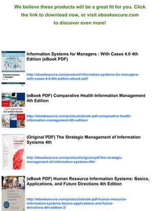 (eBook PDF) Adaptive Health Management Information Systems: Concepts ...