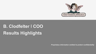 B. Clodfelter ǀ COO
Results Highlights
Proprietary information omitted to protect confidentiality
 
