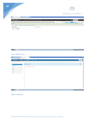 NETWORK INFRASTRUCTURE FOR BIG DATA USING HADOOP AND CLOUDERA - APRIL 2016
40
Figure 30 Hue Services
Figure 31 Pig Editor
 