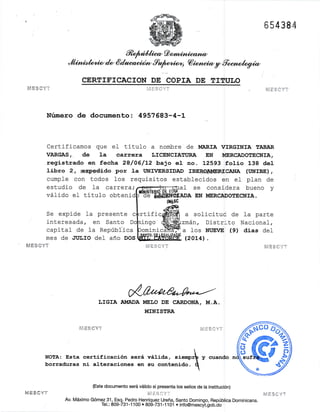 COPIA Y CERTIFICACION DE TITULO MARIA V. TABAR