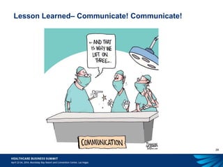 29
Lesson Learned– Communicate! Communicate!
 