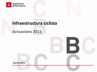 Infraestructura ciclista
Actuacions 2013




Abril de 2013
 