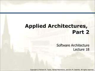 Applied Architectures,  Part 2 Software Architecture Lecture 18 