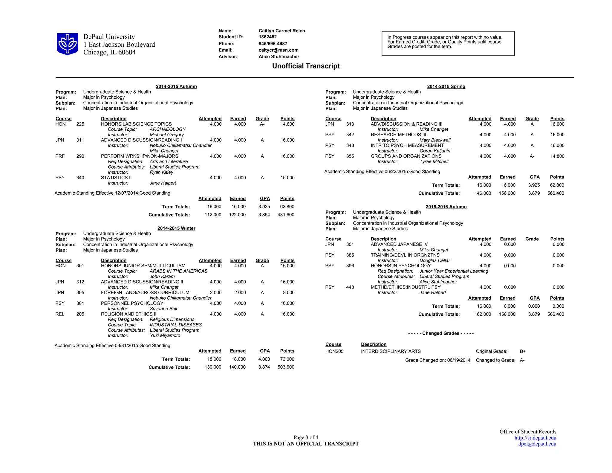 unofficial transcript | PPT