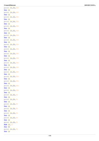 C:masm32ftest.asm 22/01/2012 10:25 ‫ب‬.‫ظ‬
point cx,dx,0Eh
Inc cx
point cx,dx,0Eh
Inc cx
point cx,dx,0Eh
Inc cx
point cx,dx,0Eh
Inc cx
point cx,dx,0Eh
Inc cx
point cx,dx,0Eh
Inc cx
point cx,dx,0Eh
Inc cx
point cx,dx,0Eh
Inc cx
point cx,dx,0Eh
Inc cx
point cx,dx,0Eh
Inc cx
point cx,dx,0Eh
Inc cx
point cx,dx,0Eh
Inc cx
point cx,dx,0Eh
Inc cx
point cx,dx,0Eh
Inc cx
point cx,dx,0Eh
Inc cx
point cx,dx,0Eh
Inc cx
point cx,dx,0Eh
Inc cx
point cx,dx,0Eh
Inc cx
point cx,dx,0Eh
Inc cx
point cx,dx,9h
Inc cx
point cx,dx,9h
Inc cx
point cx,dx,9h
Inc cx
point cx,dx,9h
Inc cx
point cx,dx,9h
Inc cx
point cx,dx,9h
Inc cx
point cx,dx,9h
Sub cx,32
Inc dx
point cx,dx,9h
Inc cx
-148-
 