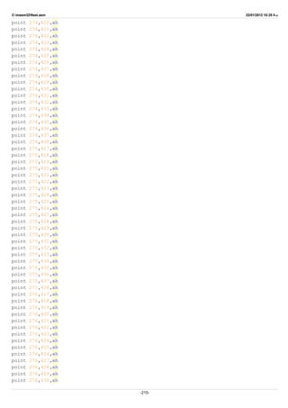 C:masm32ftest.asm 22/01/2012 10:25 ‫ب‬.‫ظ‬
point 274,420,ah
point 274,421,ah
point 274,422,ah
point 274,423,ah
point 274,424,ah
point 274,425,ah
point 274,426,ah
point 274,427,ah
point 274,428,ah
point 274,429,ah
point 274,430,ah
point 274,431,ah
point 274,432,ah
point 274,433,ah
point 274,434,ah
point 274,435,ah
point 274,436,ah
point 274,437,ah
point 274,438,ah
point 275,417,ah
point 275,418,ah
point 275,419,ah
point 275,420,ah
point 275,421,ah
point 275,422,ah
point 275,423,ah
point 275,424,ah
point 275,425,ah
point 275,426,ah
point 275,427,ah
point 275,428,ah
point 275,429,ah
point 275,430,ah
point 275,431,ah
point 275,432,ah
point 275,433,ah
point 275,434,ah
point 275,435,ah
point 275,436,ah
point 275,437,ah
point 275,438,ah
point 276,417,ah
point 276,418,ah
point 276,419,ah
point 276,420,ah
point 276,421,ah
point 276,422,ah
point 276,423,ah
point 276,424,ah
point 276,425,ah
point 276,426,ah
point 276,427,ah
point 276,428,ah
point 276,429,ah
point 276,430,ah
-215-
 