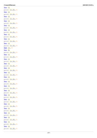 C:masm32ftest.asm 22/01/2012 10:25 ‫ب‬.‫ظ‬
Inc cx
point cx,dx,9h
Inc cx
point cx,dx,9h
Inc cx
point cx,dx,9h
Inc cx
point cx,dx,9h
Inc cx
point cx,dx,9h
Inc cx
point cx,dx,9h
Inc cx
point cx,dx,9h
Inc cx
point cx,dx,9h
Inc cx
point cx,dx,9h
Sub cx,39
Inc dx
point cx,dx,9h
Inc cx
point cx,dx,9h
Inc cx
point cx,dx,9h
Inc cx
point cx,dx,9h
Inc cx
point cx,dx,9h
Inc cx
point cx,dx,9h
Inc cx
point cx,dx,9h
Inc cx
point cx,dx,9h
Inc cx
point cx,dx,9h
Inc cx
point cx,dx,9h
Inc cx
point cx,dx,9h
Inc cx
point cx,dx,9h
Inc cx
point cx,dx,9h
Inc cx
point cx,dx,9h
Inc cx
point cx,dx,9h
Inc cx
point cx,dx,9h
Inc cx
point cx,dx,9h
Inc cx
point cx,dx,9h
-311-
 
