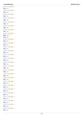 C:masm32ftest.asm 22/01/2012 10:25 ‫ب‬.‫ظ‬
point cx,dx,9h
Inc cx
point cx,dx,9h
Inc cx
point cx,dx,9h
Inc cx
point cx,dx,9h
Inc cx
point cx,dx,9h
Inc cx
point cx,dx,9h
Inc cx
point cx,dx,9h
Inc cx
point cx,dx,9h
Sub cx,19
Inc dx
point cx,dx,9h
Inc cx
point cx,dx,9h
Inc cx
point cx,dx,9h
Inc cx
point cx,dx,9h
Inc cx
point cx,dx,9h
Inc cx
point cx,dx,9h
Inc cx
point cx,dx,9h
Inc cx
point cx,dx,9h
Inc cx
point cx,dx,9h
Inc cx
point cx,dx,9h
Inc cx
point cx,dx,9h
Inc cx
point cx,dx,9h
Inc cx
point cx,dx,9h
Inc cx
point cx,dx,9h
Inc cx
point cx,dx,9h
Inc cx
point cx,dx,9h
Inc cx
point cx,dx,9h
Inc cx
point cx,dx,9h
Inc cx
point cx,dx,9h
Inc cx
-43-
 