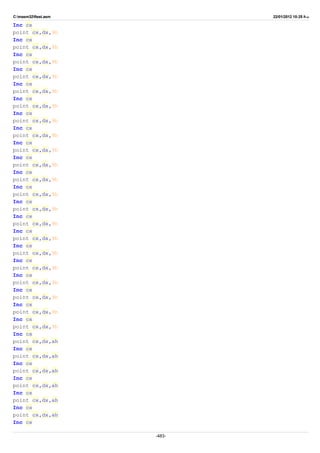 C:masm32ftest.asm 22/01/2012 10:25 ‫ب‬.‫ظ‬
Inc cx
point cx,dx,9h
Inc cx
point cx,dx,9h
Inc cx
point cx,dx,9h
Inc cx
point cx,dx,9h
Inc cx
point cx,dx,9h
Inc cx
point cx,dx,9h
Inc cx
point cx,dx,9h
Inc cx
point cx,dx,9h
Inc cx
point cx,dx,9h
Inc cx
point cx,dx,9h
Inc cx
point cx,dx,9h
Inc cx
point cx,dx,9h
Inc cx
point cx,dx,9h
Inc cx
point cx,dx,9h
Inc cx
point cx,dx,9h
Inc cx
point cx,dx,9h
Inc cx
point cx,dx,9h
Inc cx
point cx,dx,9h
Inc cx
point cx,dx,9h
Inc cx
point cx,dx,9h
Inc cx
point cx,dx,9h
Inc cx
point cx,dx,ah
Inc cx
point cx,dx,ah
Inc cx
point cx,dx,ah
Inc cx
point cx,dx,ah
Inc cx
point cx,dx,ah
Inc cx
point cx,dx,ah
Inc cx
-483-
 