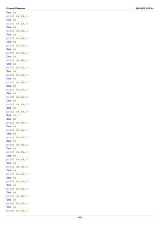 C:masm32ftest.asm 22/01/2012 10:25 ‫ب‬.‫ظ‬
Inc cx
point cx,dx,9h
Inc cx
point cx,dx,9h
Inc cx
point cx,dx,9h
Inc cx
point cx,dx,9h
Inc cx
point cx,dx,9h
Inc cx
point cx,dx,9h
Inc cx
point cx,dx,9h
Inc cx
point cx,dx,9h
Inc cx
point cx,dx,9h
Inc cx
point cx,dx,9h
Inc cx
point cx,dx,9h
Inc cx
point cx,dx,9h
Inc cx
point cx,dx,9h
Inc cx
point cx,dx,9h
Sub cx,70
Inc dx
point cx,dx,9h
Inc cx
point cx,dx,9h
Inc cx
point cx,dx,9h
Inc cx
point cx,dx,9h
Inc cx
point cx,dx,9h
Inc cx
point cx,dx,9h
Inc cx
point cx,dx,9h
Inc cx
point cx,dx,9h
Inc cx
point cx,dx,9h
Inc cx
point cx,dx,9h
Inc cx
point cx,dx,9h
Inc cx
point cx,dx,9h
Inc cx
point cx,dx,9h
-485-
 