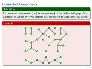 Connected Components
Deﬁnition
A connected component (or just component) of an undirected graph is a
subgraph in which any...