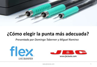 ¿Cómo elegir la punta más adecuada?
Presentado por Domingo Taberner y Miguel Ramirez
1www.jbctools.com
 