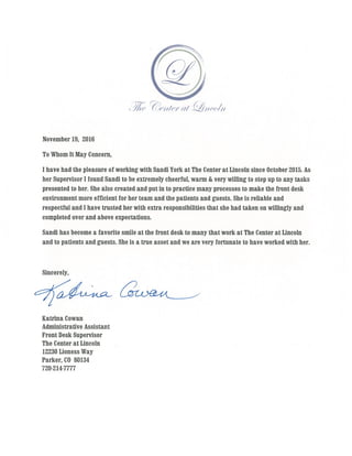 Katrina Cowan Letter of Reference