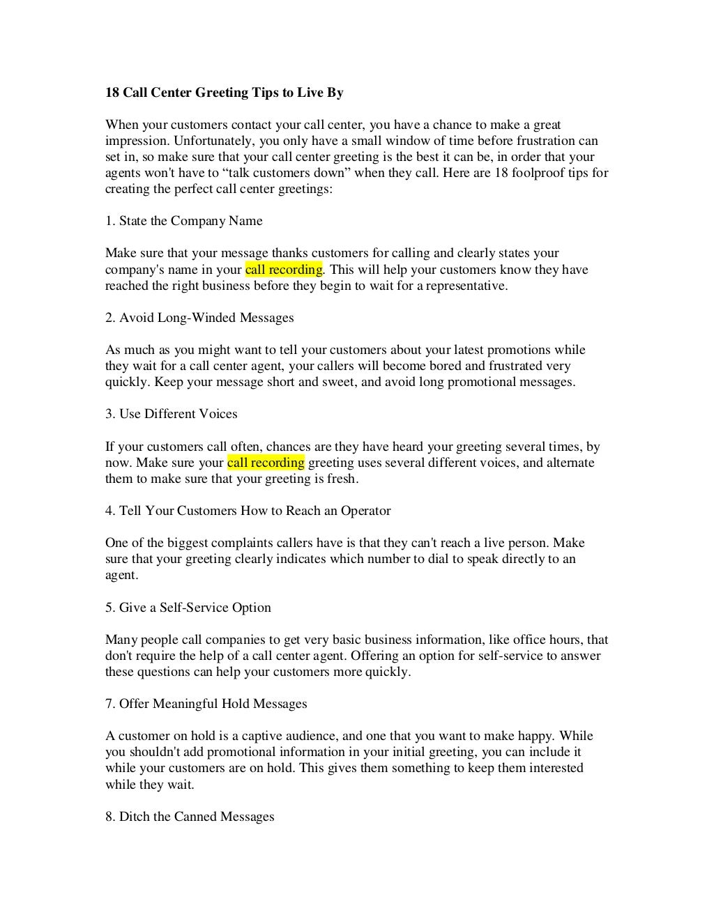 18 Call Center Greeting Tips To Live By