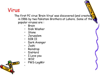 Picture First Computer Virsu Computer Virus | PPT