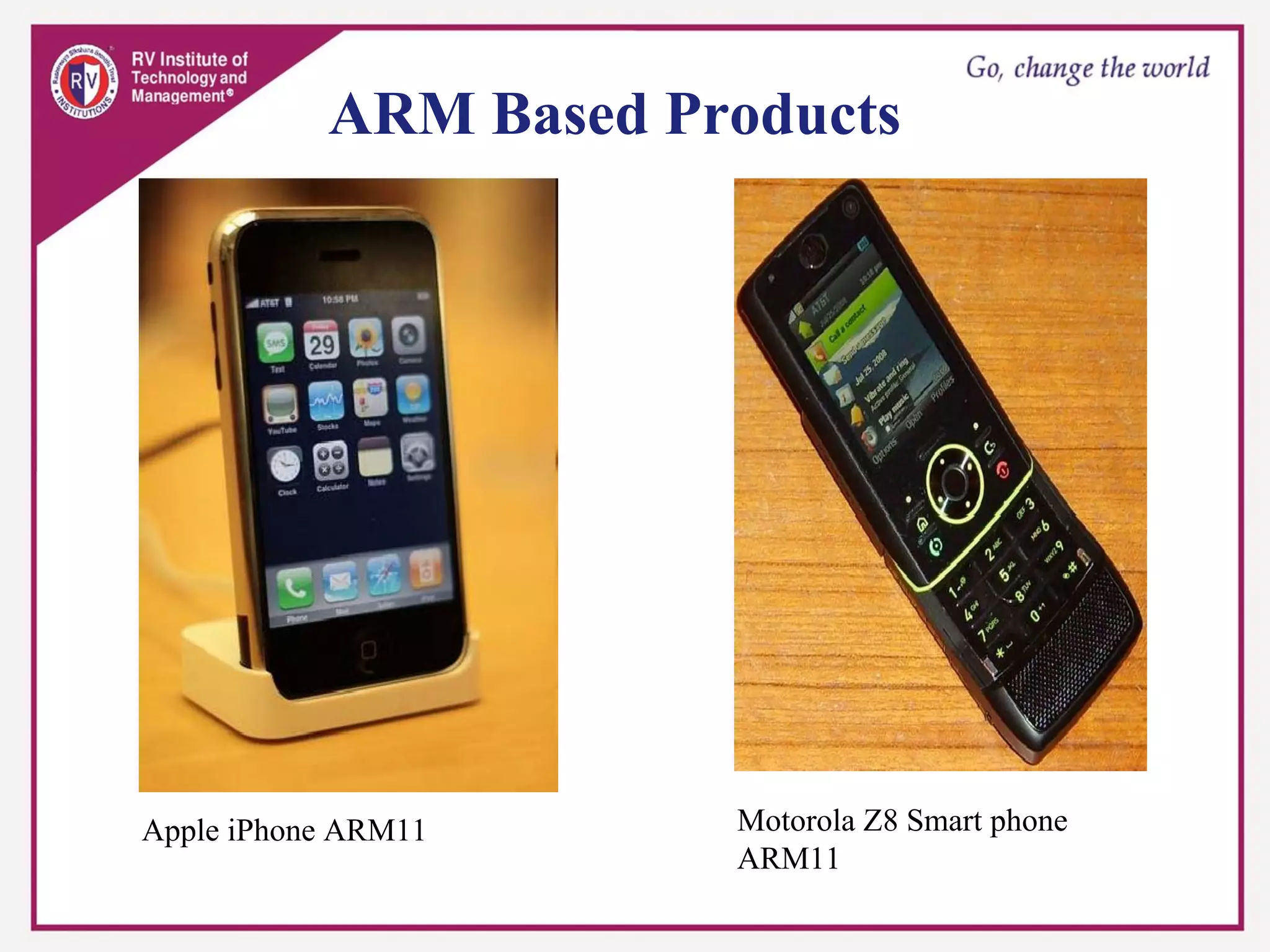 Apple iPhone ARM11 Motorola Z8 Smart phone
ARM11
ARM Based Products
 