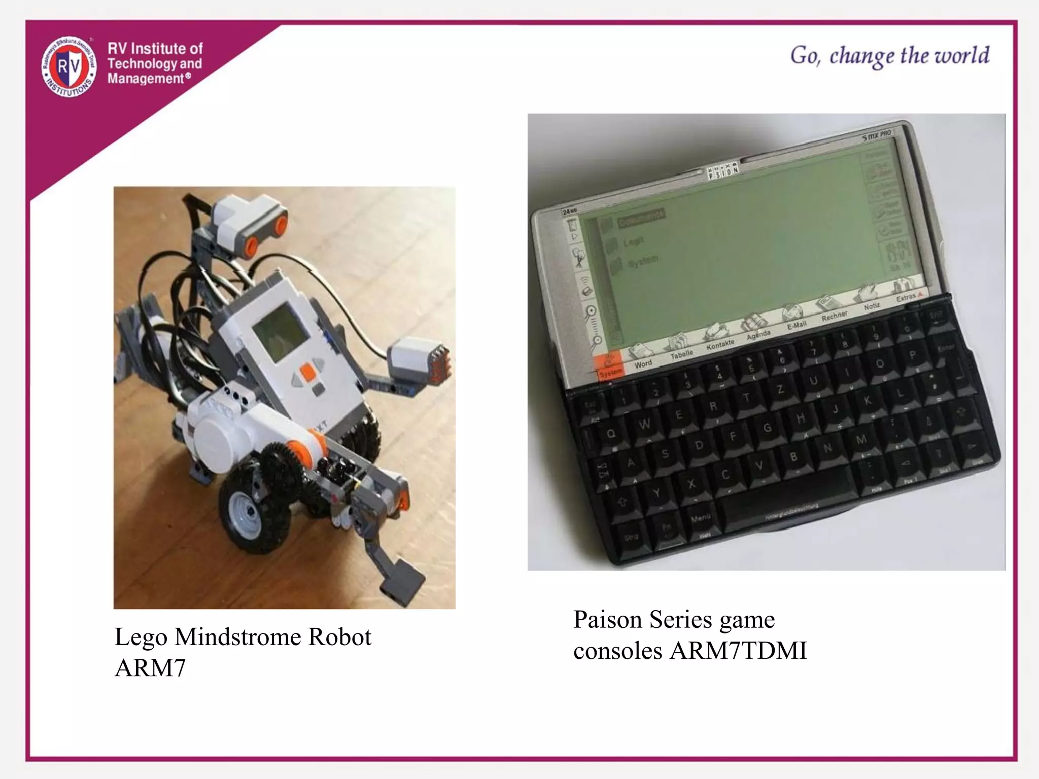 Lego Mindstrome Robot
ARM7
Paison Series game
consoles ARM7TDMI
 