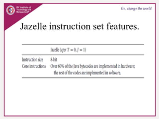 Jazelle instruction set features.
 