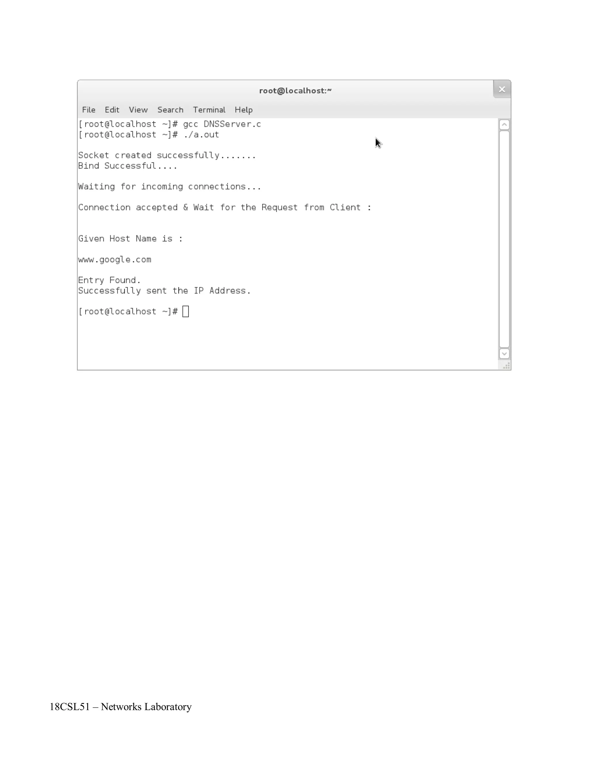 18CSL51 – Networks Laboratory
 