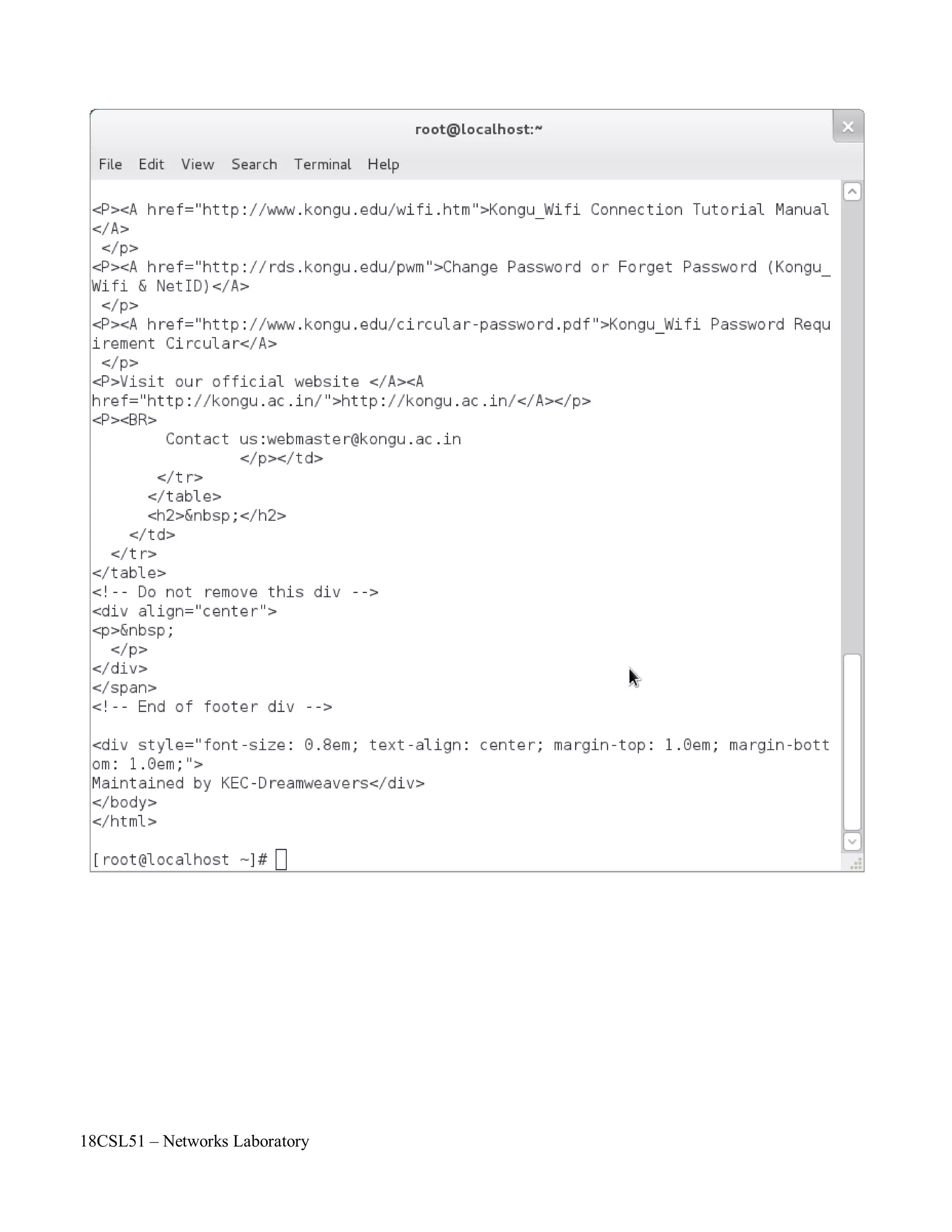 18CSL51 – Networks Laboratory
 