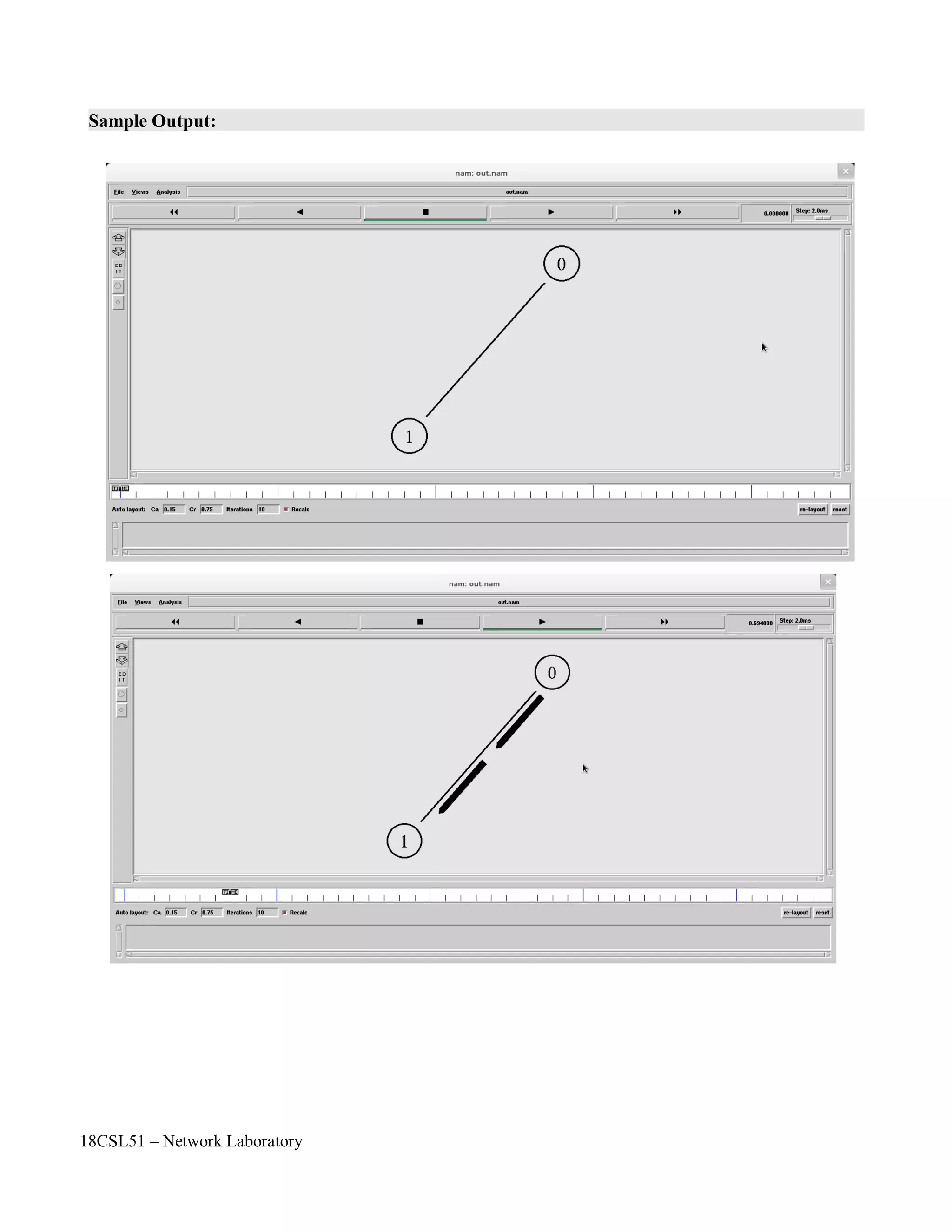 18CSL51 – Network Laboratory
Sample Output:
 