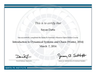certificate intro dynamical sys&chaos
