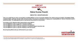 Rahul Pandit - Amcat Score Card