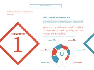 U
A brand doesn’t establish its utility by trying to stand out on every front. The challenge
for brands is to look at the various drivers affecting its utility and strike a balance. It must
choose, preserve, nurture and assert its position by committing to a specific central driver.
The brand stance will vary according to the product or service category.
The following represents an average portrait of a useful brand, by driver,
in Canada:
The 2015 edition of the Barometer reveals five fundamental
lessons and five questions that are likely to trigger a shift
towards utility.
Early Lessons
Success requires an anchor
Where is my utility anchored? In which
of these sectors will my utility be most
natural and believable?
1
PRINCIPLE
MobilizE 12%
Co-exist 24%
Challenge 3%
Inspire 22%
Collaborate 9%
Captivate 31%
 