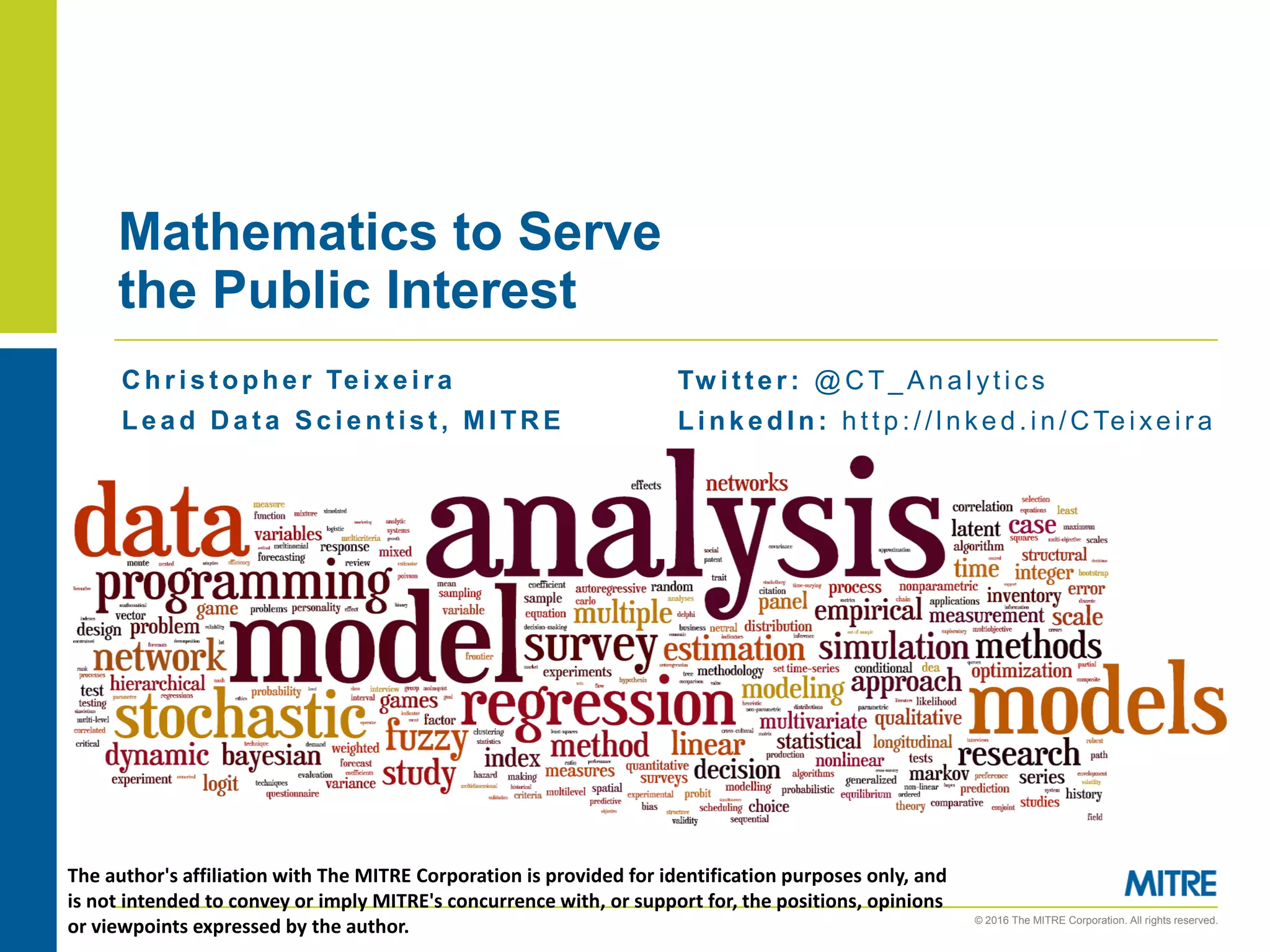 SIAM Annual Meeting CTeixeira MITRE V4 PPT Free Download