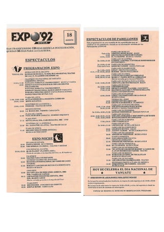 Programa del 18 de agosto de EXPO 92