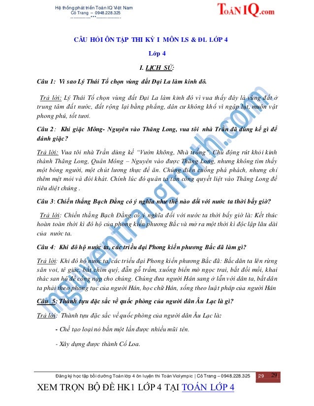 TUYỂN TẬP 18 ĐỀ THI HK1 KHOA HỌC - LỊCH SỬ - TIN HỌC LỚP 4