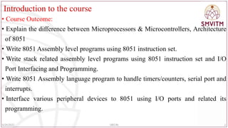VTU 4th Semester ECE dept Microcontroller lecture slides module 1 | PDF