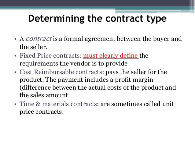 formal an definition contract Project Management Procurment