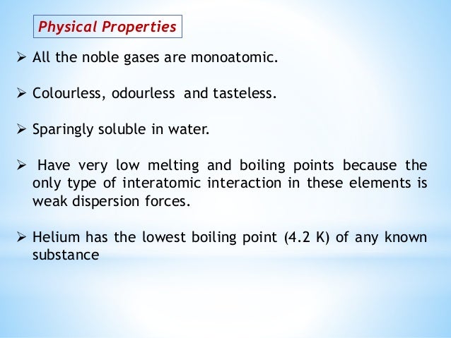 Physical Properties Of Inert Gases Physical Properties Of Inert Gases