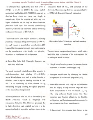 Emerging Next Generation Solar Cells: Route to High Efficiency and Low ...