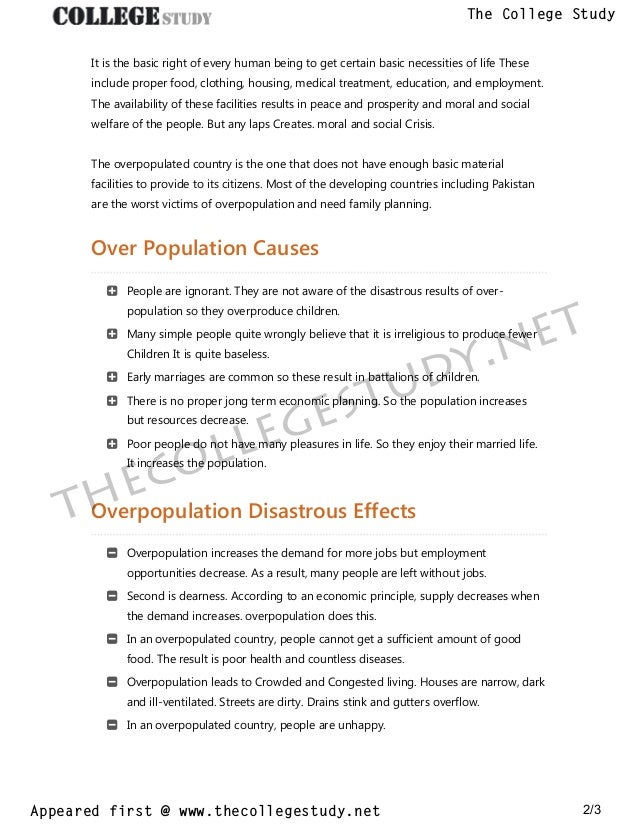 overpopulation essays