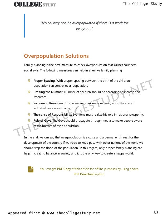 Overpopulation Essay - College Essay Examples essay on overpopulation