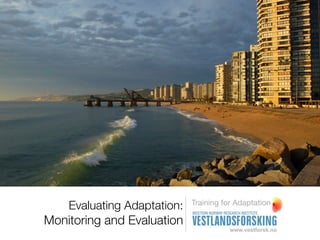 Training for Adaptation
    Evaluating Adaptation:
Monitoring and Evaluation
 