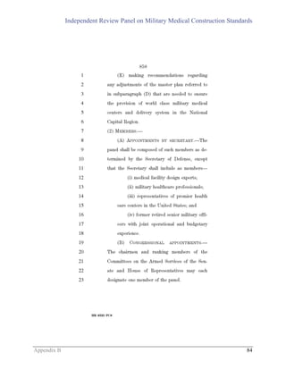 Independent Review Panel on Military Medical Construction Standards
Appendix B 84
 