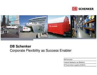 DB Schenker
Corporate Flexibility as Success Enabler

                                   DB Schenker
                                   Frederik Beelaerts van Blokland
                                   VP Automotive Logistics SCM/CL
 