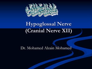 Hypoglossal Nerve
(Cranial Nerve XII)
Dr. Mohamed Alzain Mohamed
 