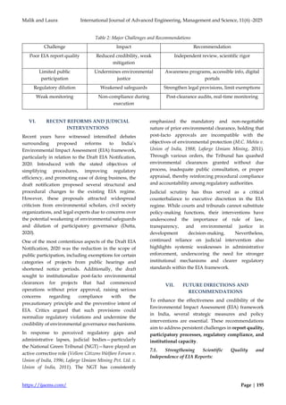 Environmental Impact Assessment (EIA) in India: Legal Framework ...
