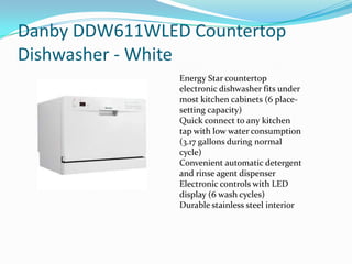 Danby 6 Place Setting Dishwasher - Portable - DDW611WLED