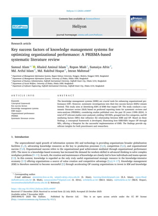 Key success factors of knowledge management systems for optimizing ...