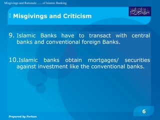 Misgiving, rationale, philosophy of islamic banking | PPT
