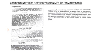 ADDITIONAL NOTES FOR ELECTRODEPOSITION METHOD FROM TEXT BOOKS
 